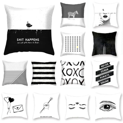 Decorbites™ Schwarzes Geometrisches Kissenbezug | Dekorative Sofakissenbezüge | Wohnzimmer-Wurf-Heimdekoration