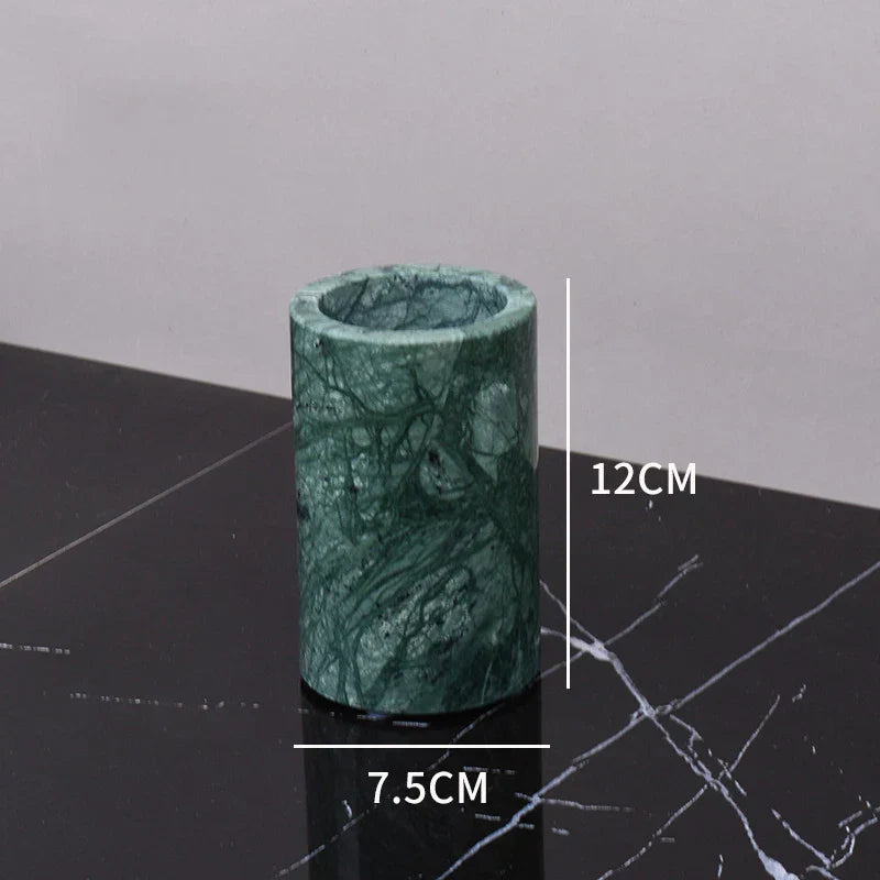 DecorBites™ Dark Green Marble Bathroom Set - Nordic Light Luxury Tray Toothbrush Holder Soap Dispenser Kit