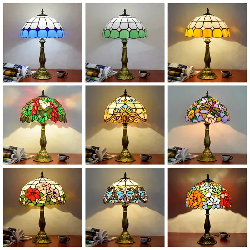Decorbites™ Libellen Tiffany Bleiglas Tischlampe Vintage Schlafzimmer Schreibtischleuchte