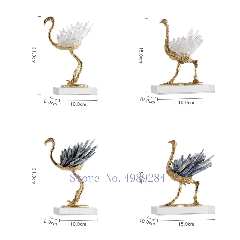 Copper Crystal Crane Decor