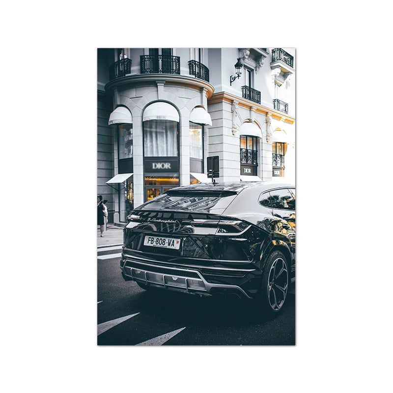 European Street Canvas Painting Fashion Black White Vintage Photo Posters and Prints Wall Pictures for Living Room Home Decor