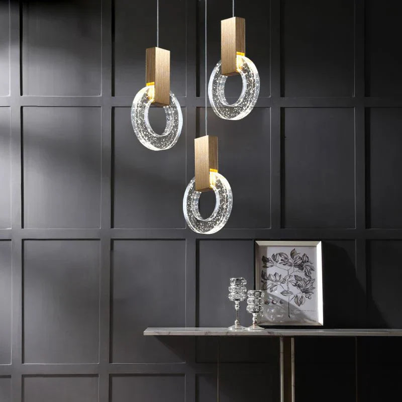 Gold Crystal Pendant Lights 2-Head Warm Glow
