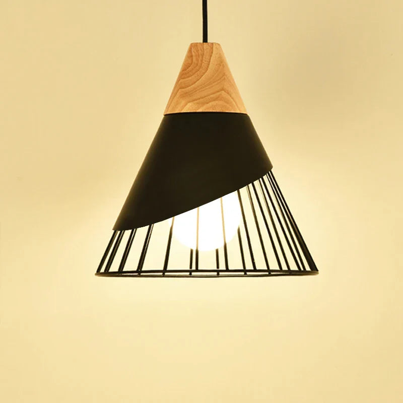 DecorBites™ Industrial Loft Wood Pendant Light, Nordic Iron Hanging Lamp for Kitchen, Bedroom, Dining Room