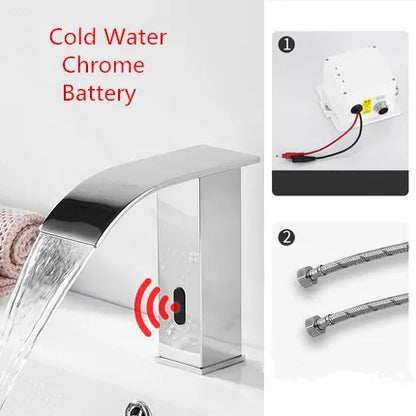 Decorbites™ Gold Sensor-Wasserfall-Waschtischarmatur Automatisch Berührungslos Heiß-Kalt-Mischer Badezimmer