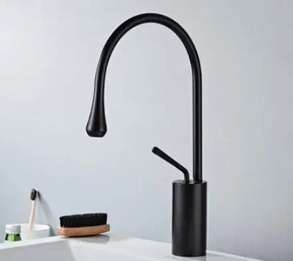 DecorBites™ Gold & Marble Basin Faucet: Single Handle Swivel Sink Water Crane