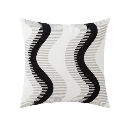 Decorbites™ Geometrisches Stickerei Kissenbezug 45x45 cm Schwarz Grau Weich Gemütlich für Heimdekoration