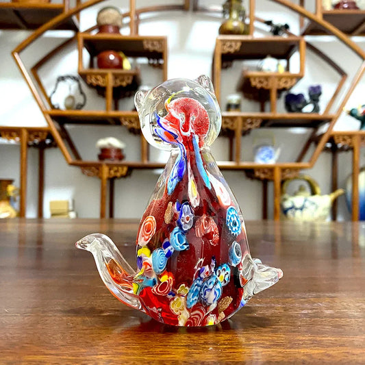 Decorbites™ Süße Katzen-Glasfigur | Kristall-Tierskulptur | Tischdekoration für Zuhause, Geschenk für Kinder