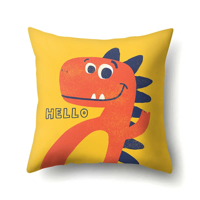 Decorbites™ Dino-Baby-Kissenbezug: Süßer Dino-Auto-Fahrer-Buchstaben-Kissenbezug für Schlafzimmer-Dekoration