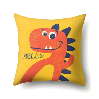 Decorbites™ Dino-Baby-Kissenbezug: Süßer Dino-Auto-Fahrer-Buchstaben-Kissenbezug für Schlafzimmer-Dekoration