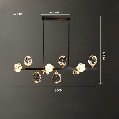DecorBites™ Crystal Copper Black LED Chandelier for Dinning Room