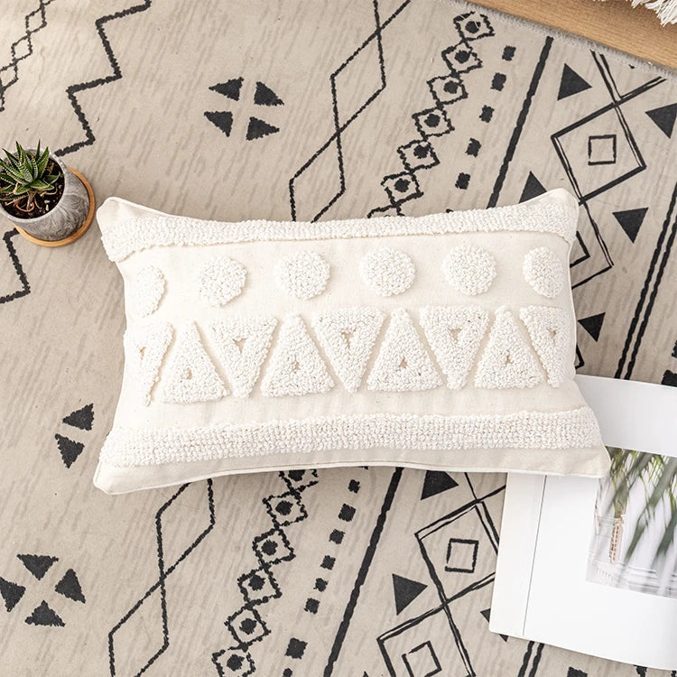 DecorBites™ Ivory Cotton Loop Tufted Cushion Cover for Home Decoration