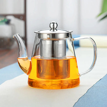 Decorbites™ Glas-Teekanne mit Infuser: Gefilterte Teekanne für Oolong, Puer, Kaffee und Blumentee