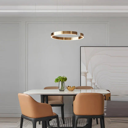 Decorbites™ LED-Kronleuchter: Rundes Ringe-Muster, Gold, modernes Design für Wohnzimmer, Esszimmer, Schlafzimmer, Küche.