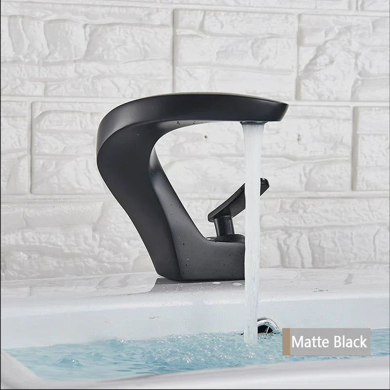 Decorbites™ Gebürsteter Goldiges Waschbeckenarmatur: Moderne Messing Deckenmontierte Badezimmer Mischbatterie