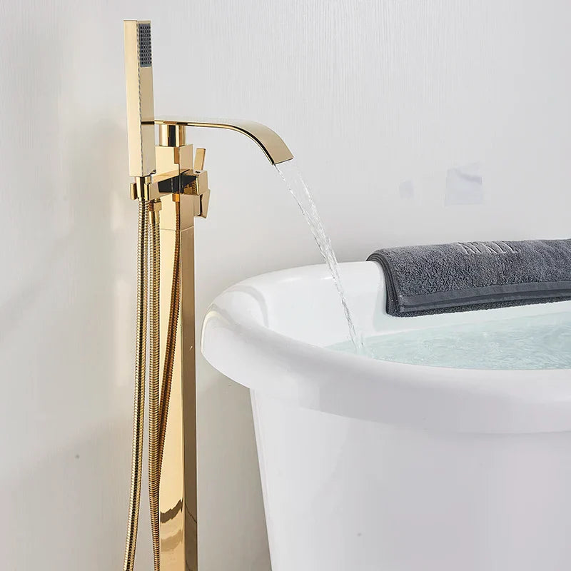 Decorbites™ Gold freistehender Badewannenarmatur mit Handbrause