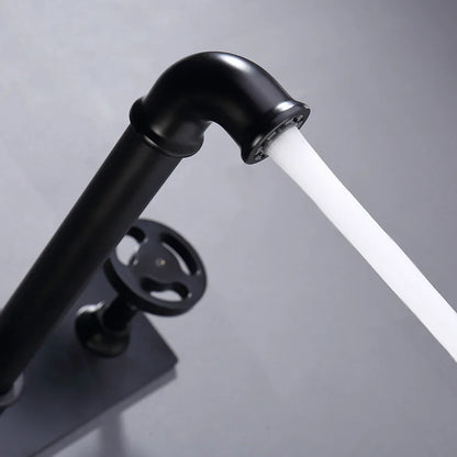 DecorBites™ Industrial Style Wall Mounted Black Basin Faucet with Dual Handles