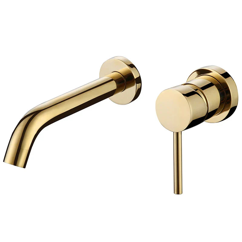 Gold Brass In-Wall Basin Faucet Mixer