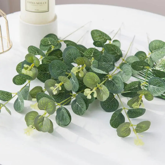Decorbites™ Eukalyptusblätter Künstliche Pflanzen für Heim- und Hochzeitsdekoration & Outdoor-Weihnachtskranz