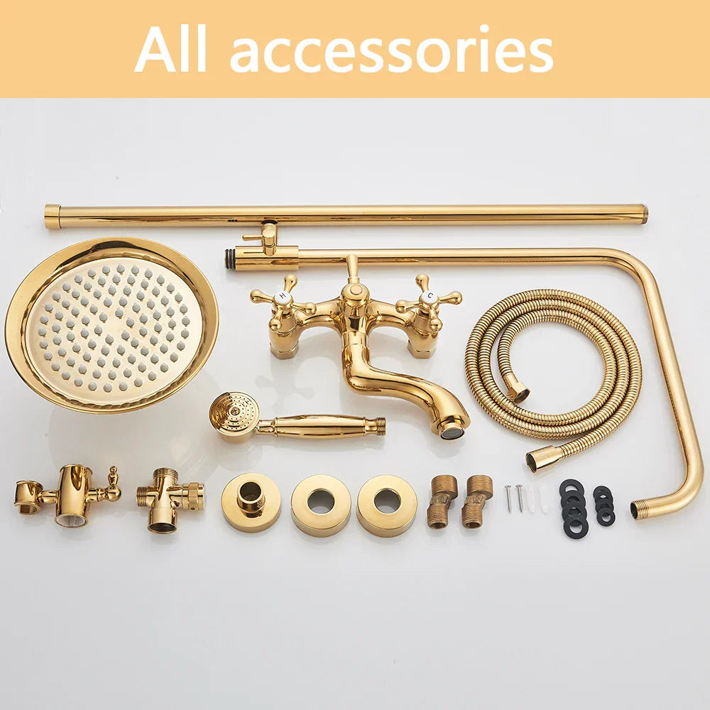 Gold Brass Tub Faucet Set