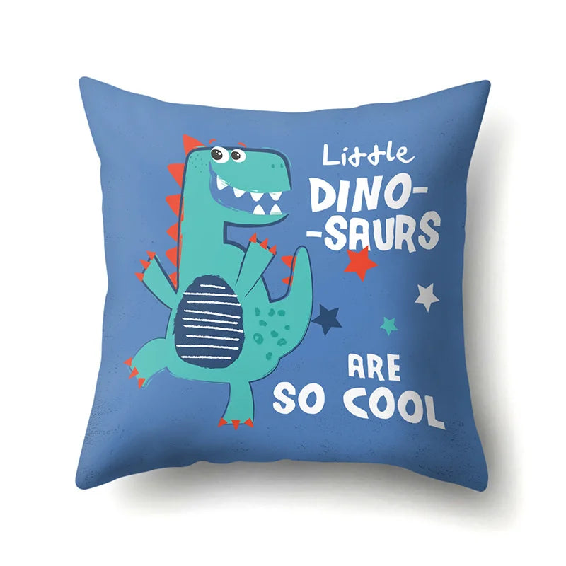 Decorbites™ Dino-Baby-Kissenbezug: Süßer Dino-Auto-Fahrer-Buchstaben-Kissenbezug für Schlafzimmer-Dekoration