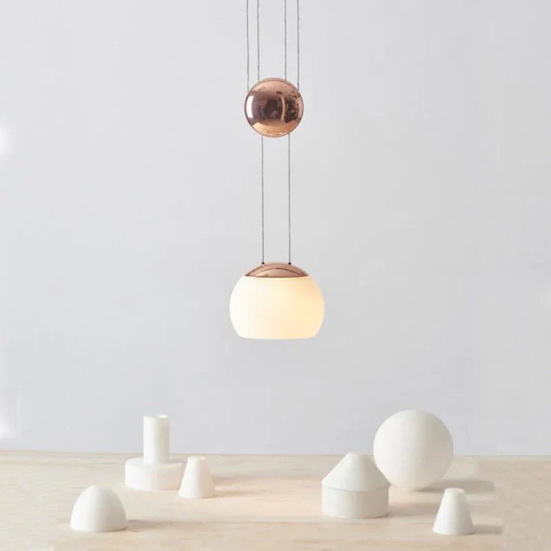 DecorBites™ JOJO Modern LED Glass Pendant Lamp, Adjustable Height, Gold Nightstand Light