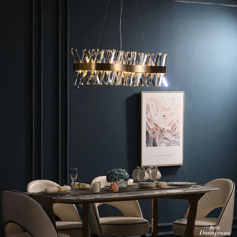 Gold Crystal Dining Chandelier Radiant 120cm