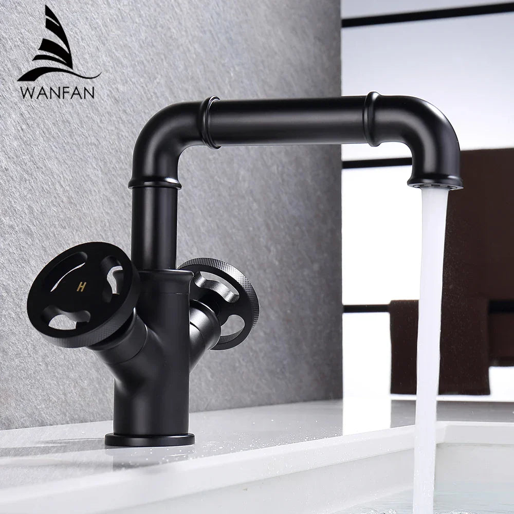 Decorbites™ Schwarze Messing Badezimmerarmaturen Zweihand Wasser-Mischbatterie