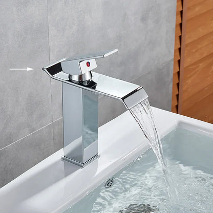 Decorbites™ Schwarze Messing Badezimmer Wasserfall Waschbecken Armatur Heiß-&Kalt Mischer Waschtisch Hahn Deckenmontiert