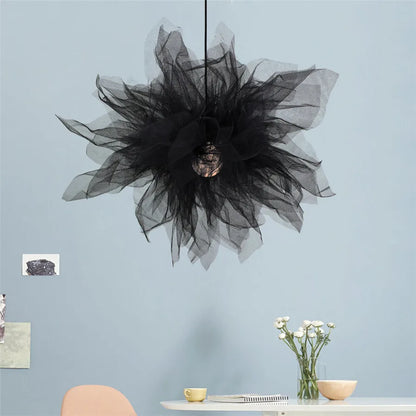 DecorBites™ Gauze Flower Chandeliers: Modern Nordic Mesh Pendant Light for Bedroom, Living, Children's Room