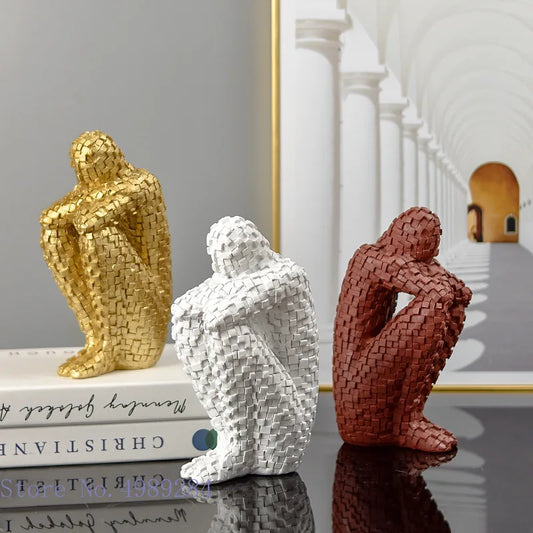Decorbites™ Goldener Mann Denker Abstrakte Skulptur Statue für Heimdekoration