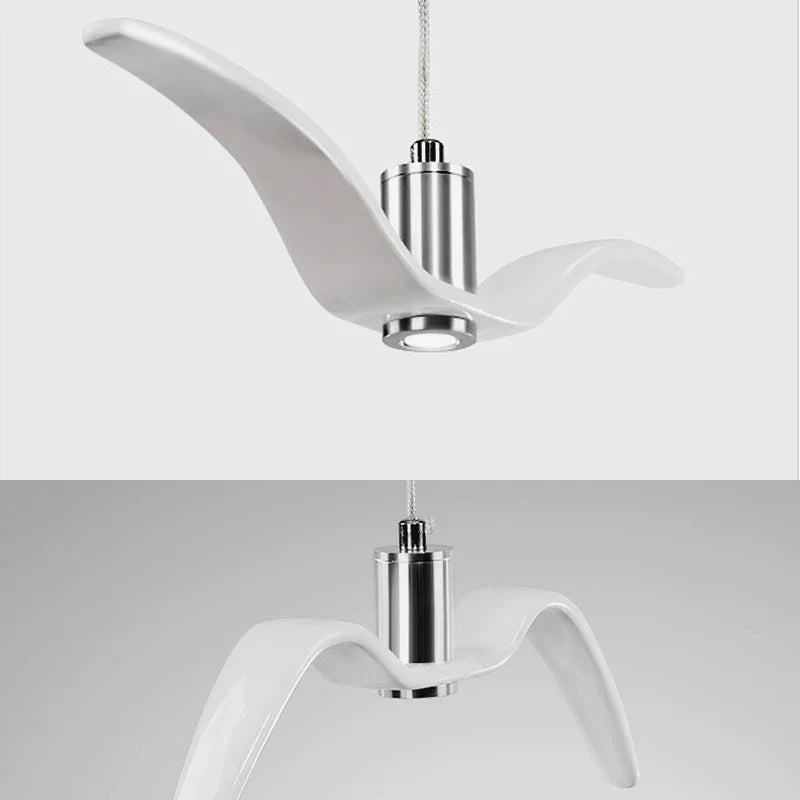 Contemporary White Seagull Resin Pendant Light