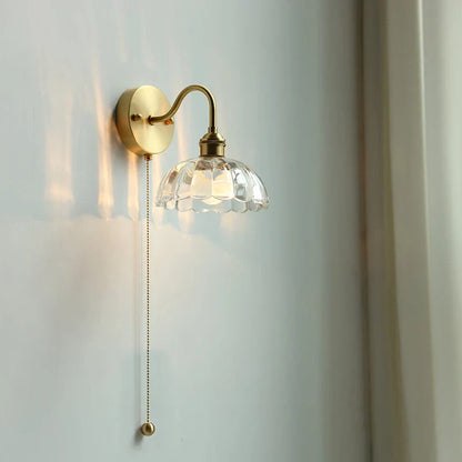 DecorBites™ Glass Copper LED Wall Lights with Pull Chain Switch for Home Bedroom Bathroom Mirror