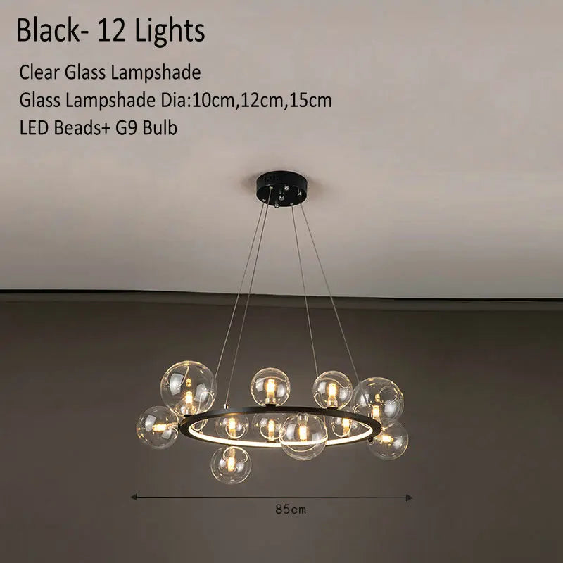 Decorbites™ Glasleuchter Lampe Kücheninsel Hängelampe Schwarz Gold Silber G9 LED