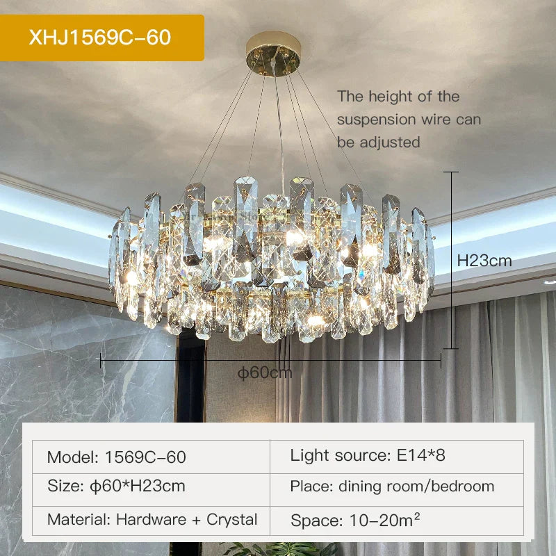 DecorBites™ Crystal LED Chandelier for Elegant Living Room, Dining, Bedroom, Kitchen