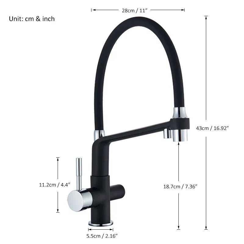 Decorbites™ Schwarz-Chrom Küchenarmatur 360° Drehbarer Ausziehbarer Gefilterter Wasserhahn