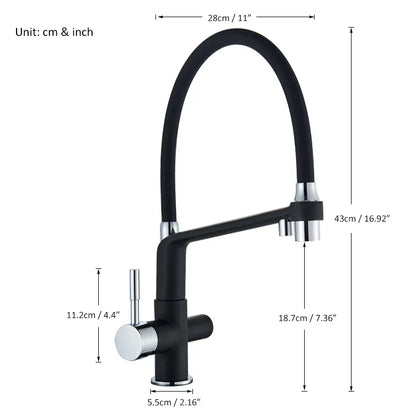 Decorbites™ Schwarz-Chrom Küchenarmatur 360° Drehbarer Ausziehbarer Gefilterter Wasserhahn