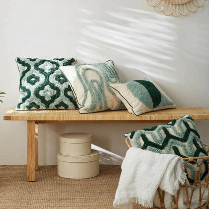 DecorBites™ Geometric Embroidery Tassel Cushion Case 45x45cm Home Decor Pillow Case