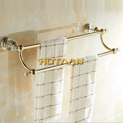 Decorbites™ Kristallgold Doppeltuchhalter für das Badezimmer, 60 cm Länge