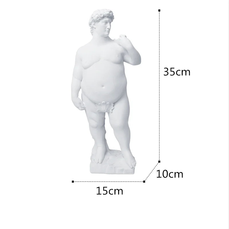 DecorBites™ David Obesity Resin Sculpture: Nude Male Figure Art Home Decor Ornament