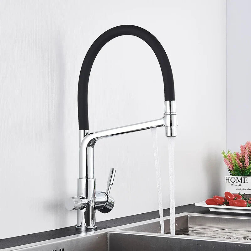 Decorbites™ Küchenfilterarmatur mit doppeltem Auslauf: 360° drehbarer Trinkwasser-Reinigungsmischer