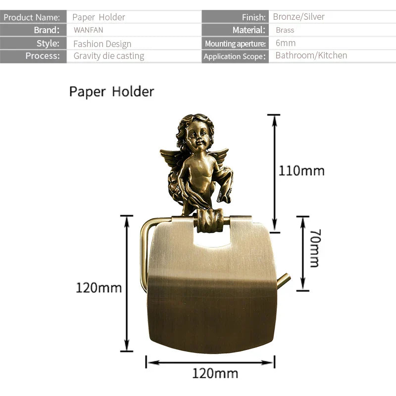 Decorbites™ Klassischer Engel Gold Toilettenpapierhalter Wandmontiert für Badezimmer Zuhause