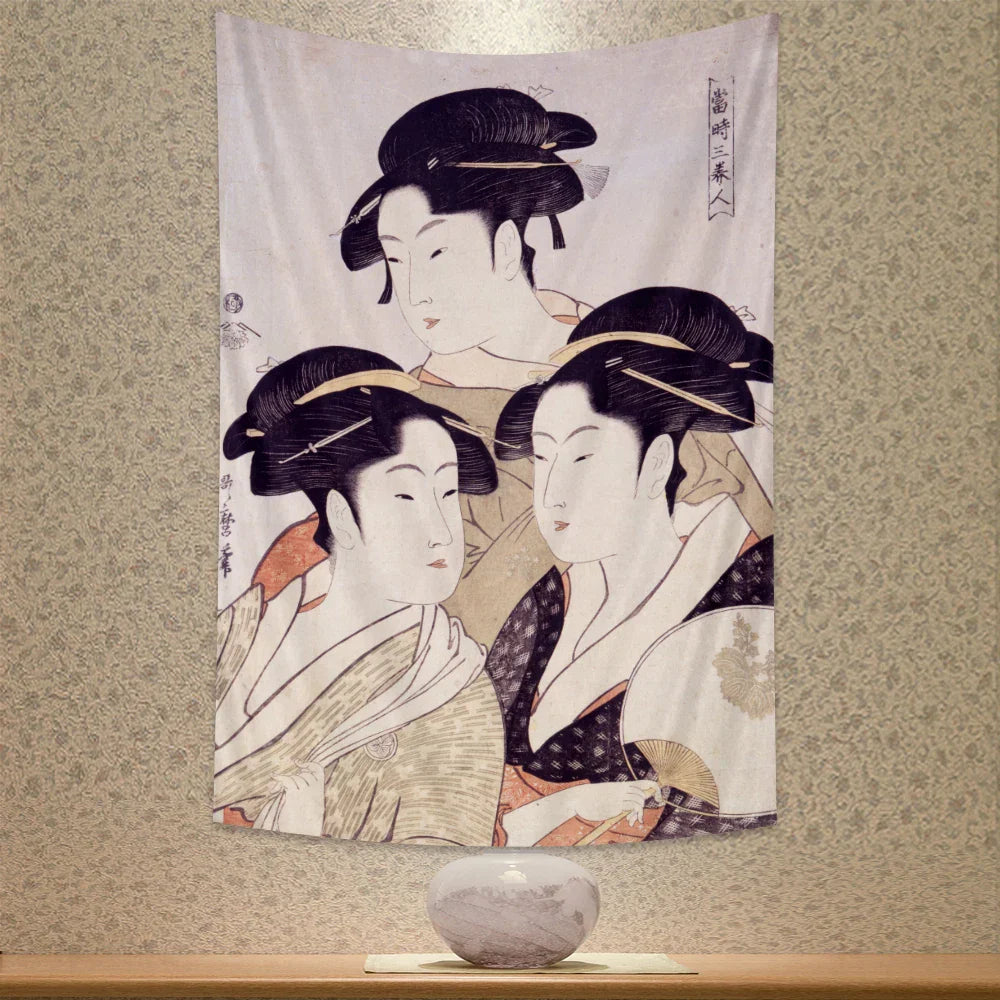 Decorbites™ Geisha Kanagawa-Druck Wandbehang für bohemian Heimdekoration & Yogamatte