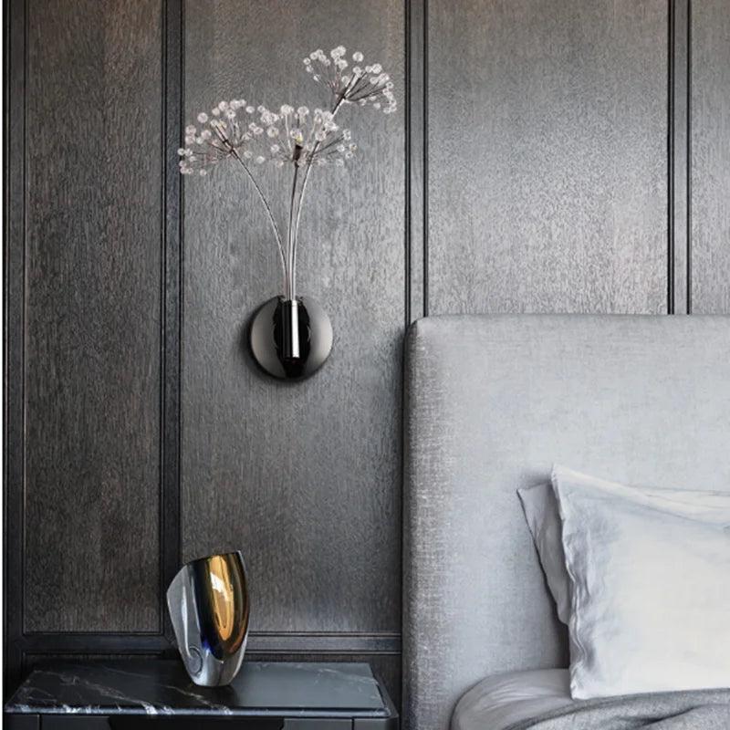 Decorbites™ Löwenzahn-Kristallblumen-Wandlampe für Badezimmer, Schlafzimmer, Wohnzimmer.