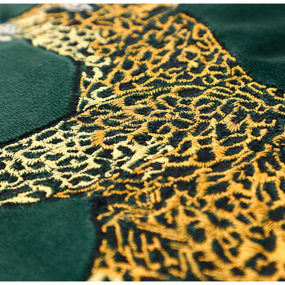 Decorbites™ Besticktes Leopardenkissenbezug in Retro Grünem Samt für luxuriöses Wohnzimmer