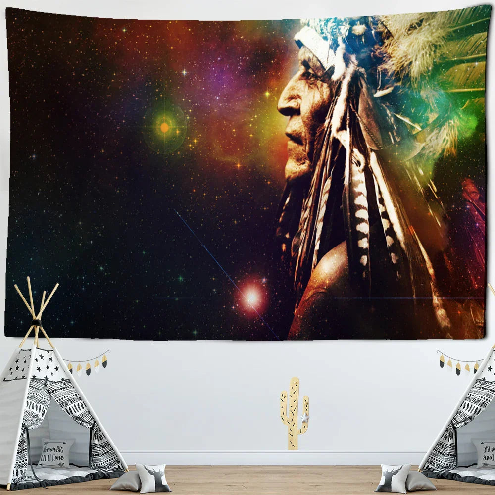 Decorbites™ Indisches Kopf Psychedelisches Wandbehang für Boho-Wohnzimmer