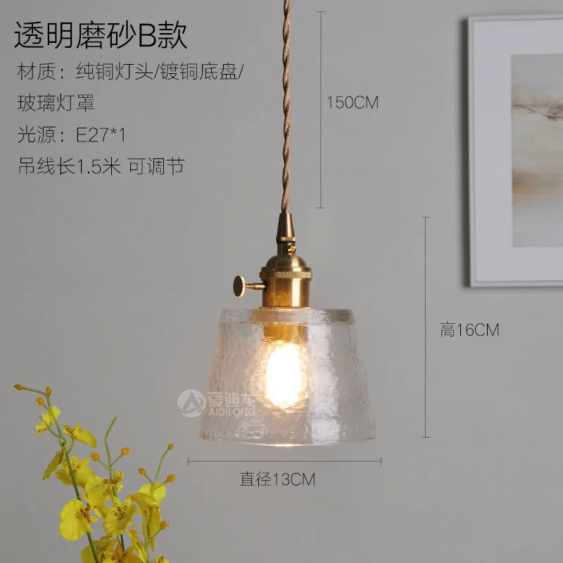 Decorbites™ Grüne Glas-LED-Hängeleuchte - Japanischer Stil Nordisch Kupfer Hängelampe