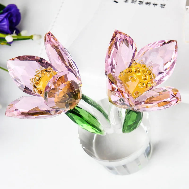 DecorBites™ Crystal Tulip Lily Flower Sculpture Ornament Table Decor Centerpiece