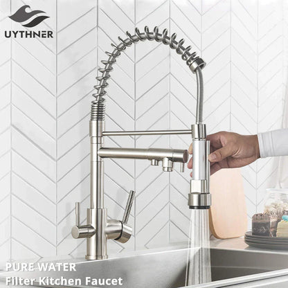Decorbites™ Küchen-Wasserfilter-Armatur: Dreifach-Auslass-Mischer, 360° Drehung, Wasserreinigungsfunktion