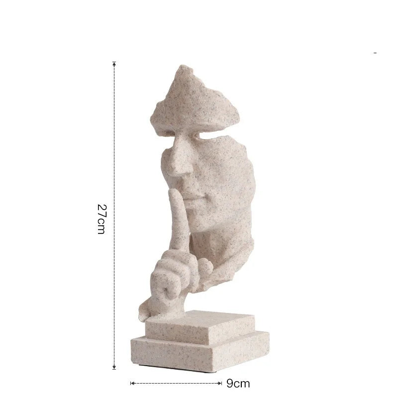 DecorBites™ 27cm Silence Golden Face Abstract Sculpture for Vintage Home Office Decor