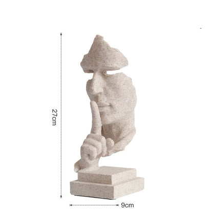 DecorBites™ 27cm Silence Golden Face Abstract Sculpture for Vintage Home Office Decor